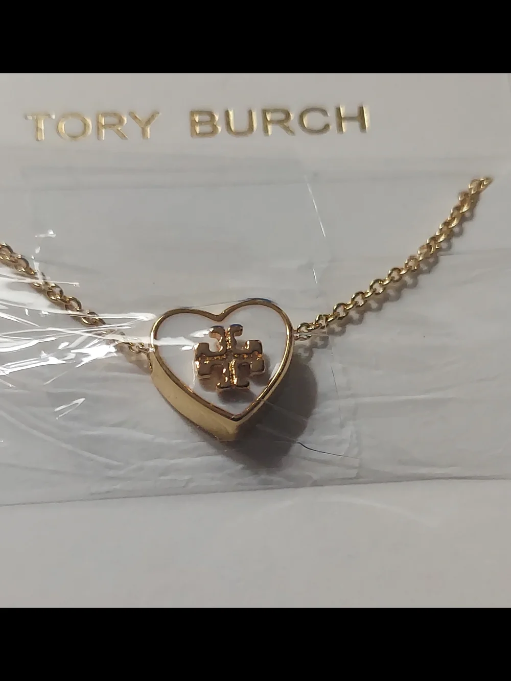 Tory Burch Gold Heart Logo Necklace